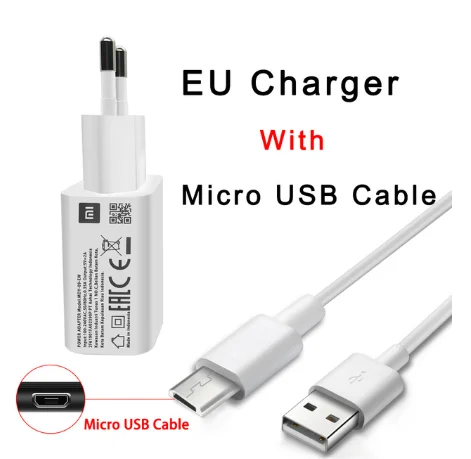 XIAOMI Power Adapter MDY-09-EK/EW EU US 80CM Micro USB / 1M Type C Data Cable Wall Charger Support All Micro USB Mobile Phones