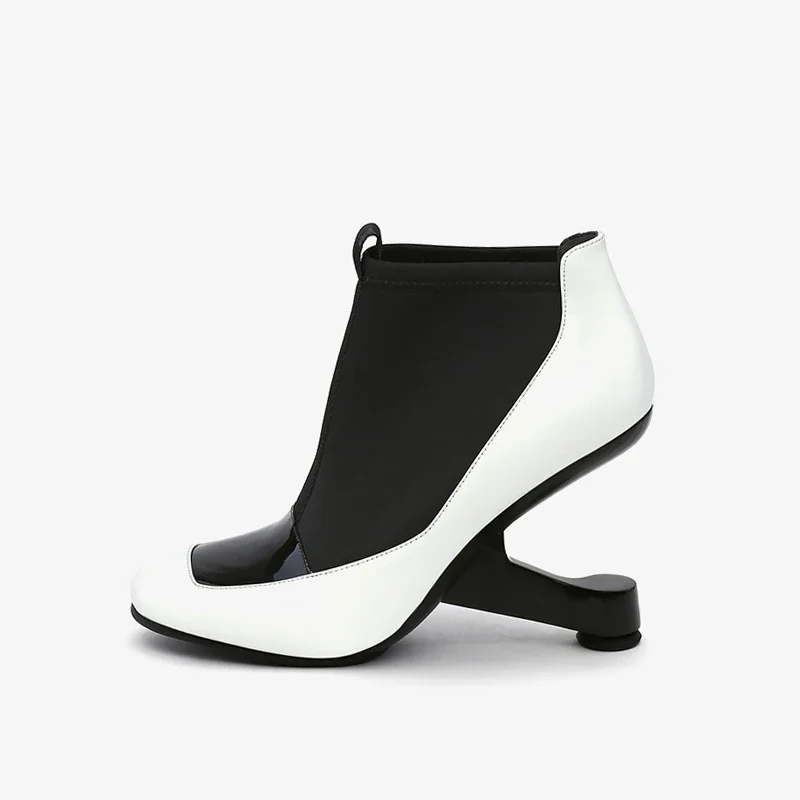 Женские ботильоны на необычном каблуке металлическом розовые туфли танкетке