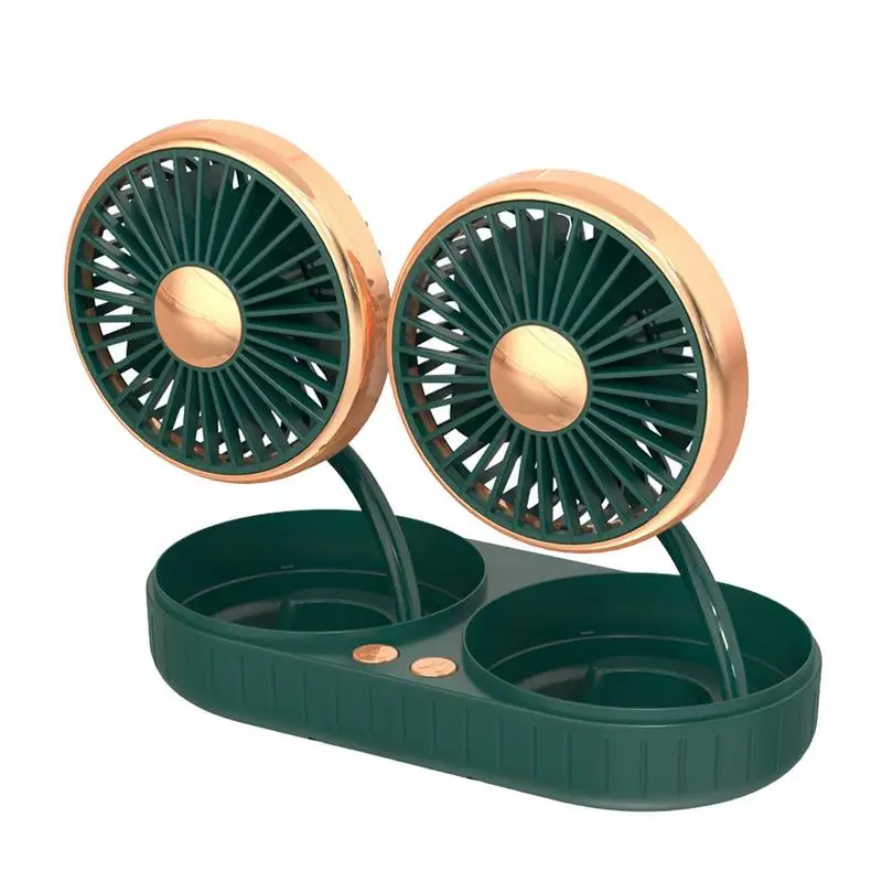 

Электрический автомобильный вентилятор с двойной головкой, портативный вентилятор с креплением на автомобиль, регулируемый на 360 градусов, с низким уровнем шума, с сильным потоком воздуха