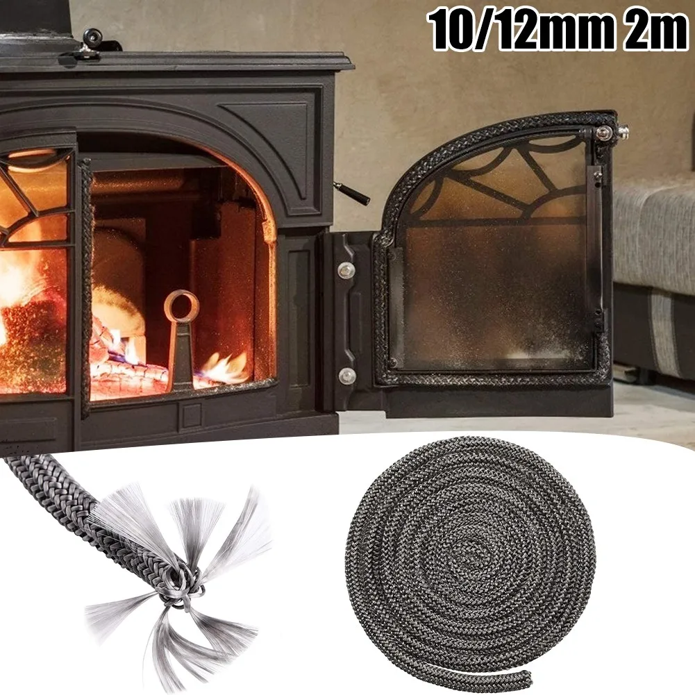 

10/12mm Fiberglass Rope Seal Black Stove/Fire Rope 2m Length Wood Burning Stove Log Burner Door Seal For Fireplaces Boiler