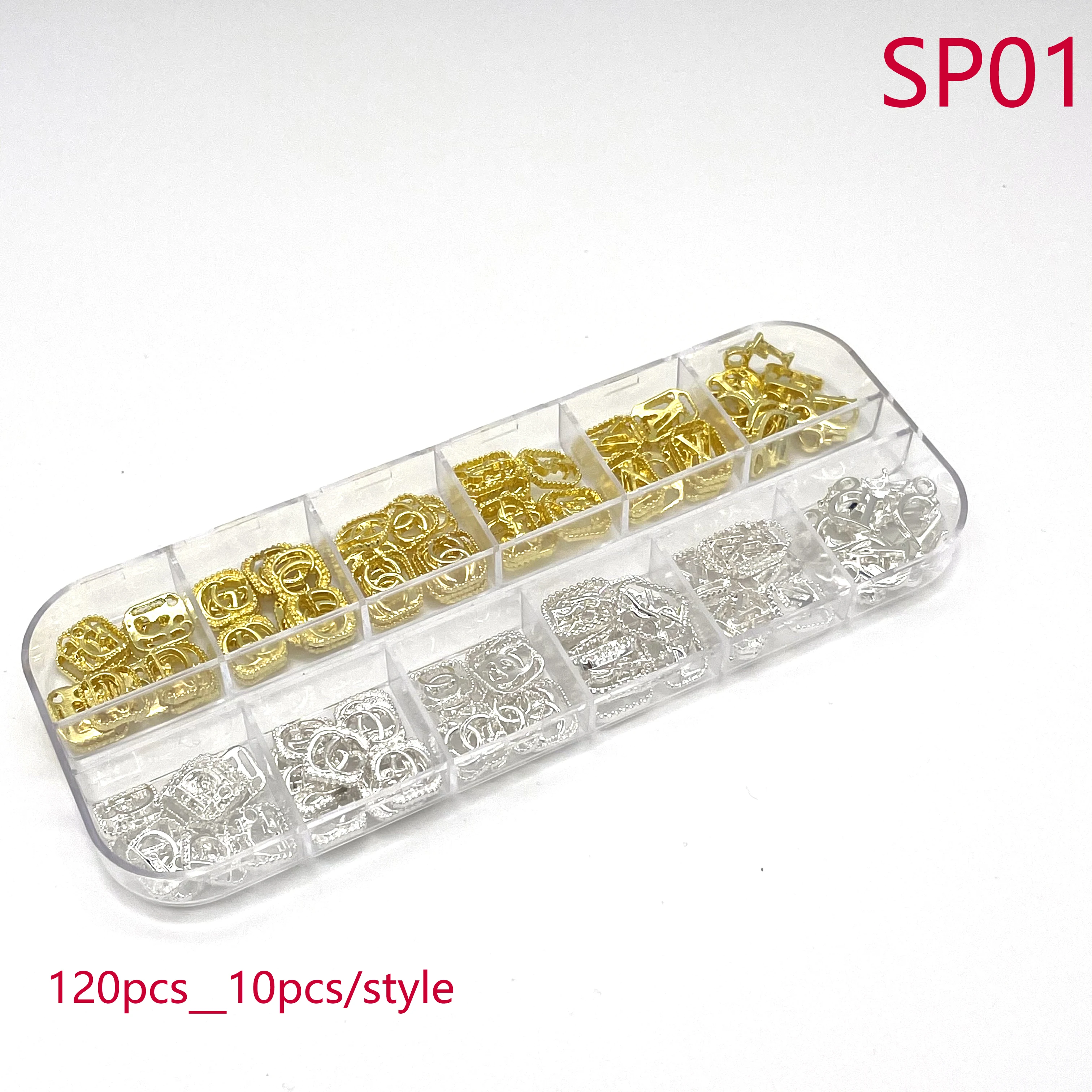 

Luxury Shiny Diamond Nail Art Rhinestones Kit Glass Crystal Decorations Set In Grids Box 12 Shapes of 120pcs 3D Decorations