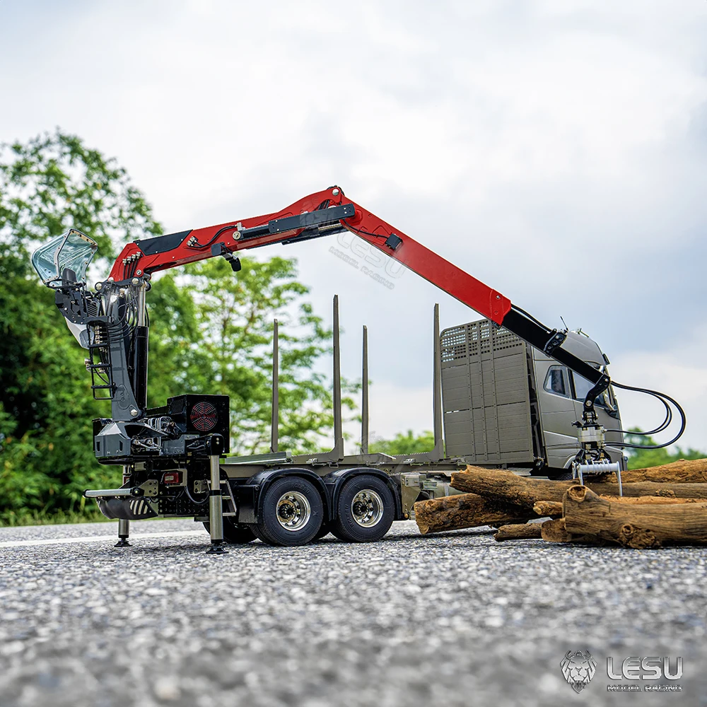 LESU 1/14 Модель грузовика Tamiya FH16 6*6 Деревянный кран Полный грузовик без кабины