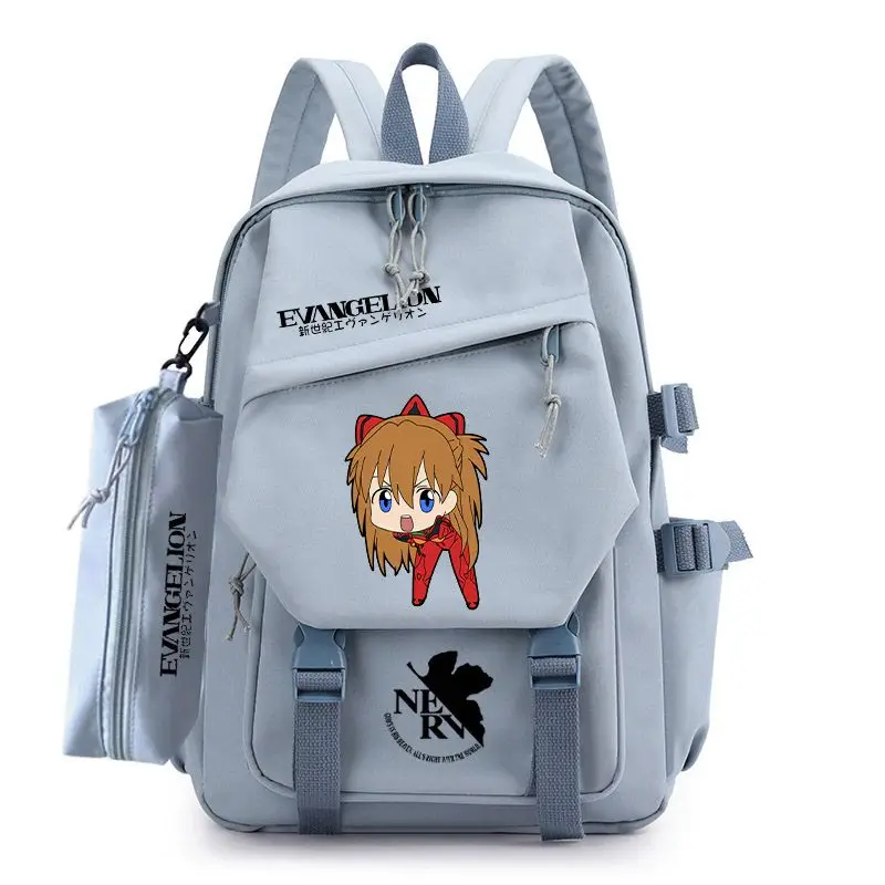 

Evangelion Cartoon Cute Student Backpack Creative Personality Large Capacity Plus Pencil Bag Campus School Bag Birthday Gift