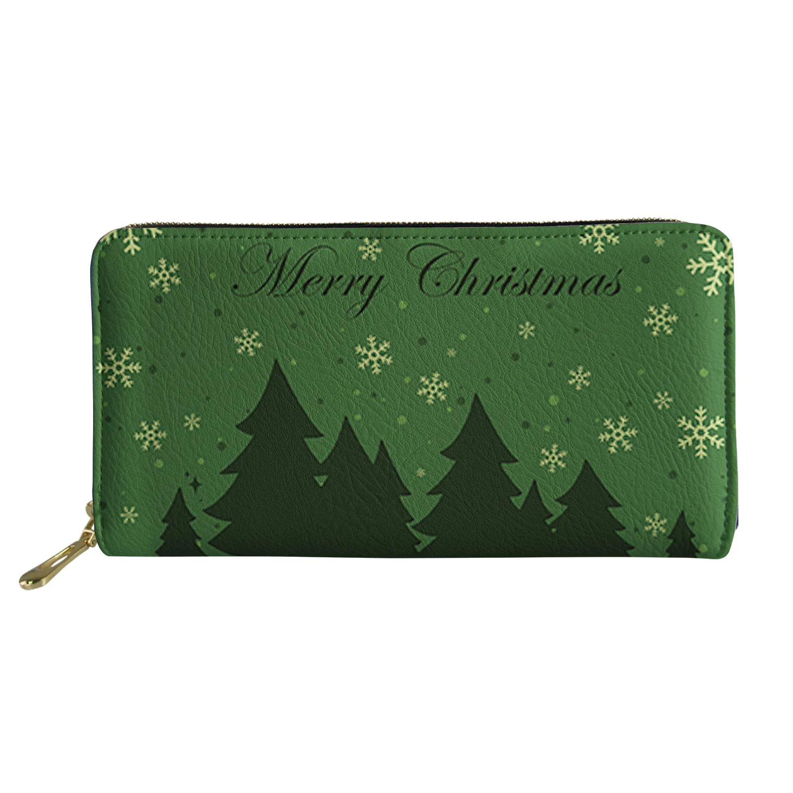 Christmas Tree Design Long Wallet Personalized Customized Zipper Card Clip Bag Interior Slot Pocket Teenager Portomonee Unisex
