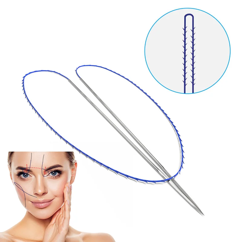 

Double Needle Thread Lift 1pc/Bag FishBones Cones Cog 19G125mm400mm Face Lifting Pdo Pcl For Eyebrow Lifting With Sharp/L/W Need