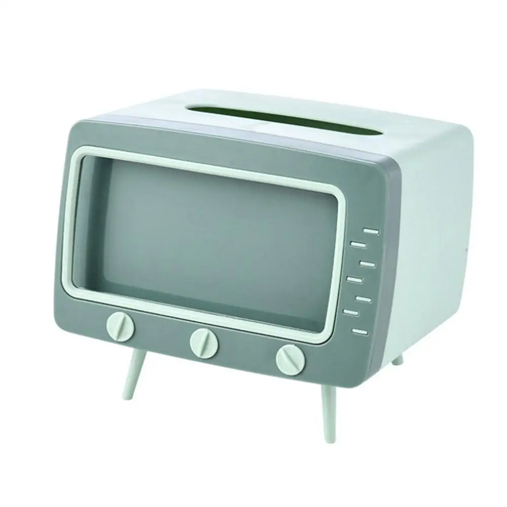 w kształcie telewizora Pudełko na chusteczki ze stojakiem telefon komórkowy Kawaii Dozownik Wielofunkcyjny do salonu P6i3