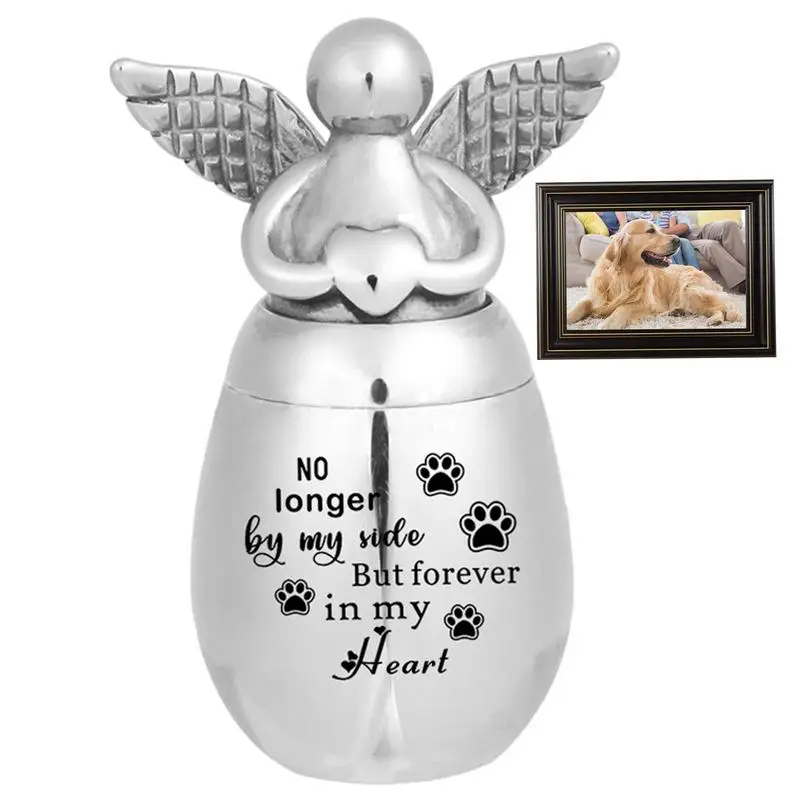 

Pet Urn Ashes Pot Stainless Steel Silver Angel Head Commemorative Cinerary Mini Cremation Urns For Ashes Stainless Steel Angel