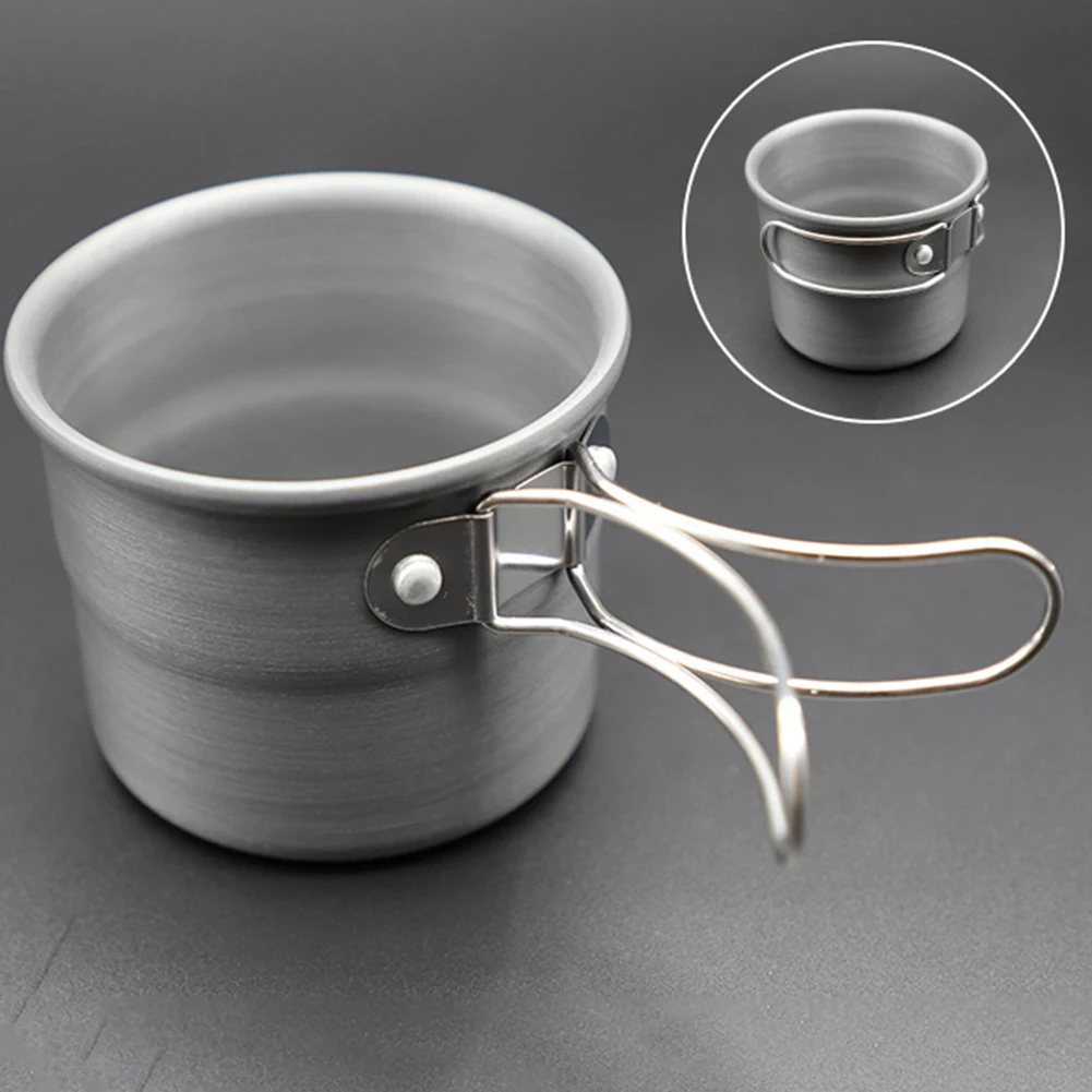 

1pc Coffee Water Cup Folding Handle Design Portable Outdoor Travel Camping Hiking Coffee Mugs Picnic Aluminum Alloy Outings Tool