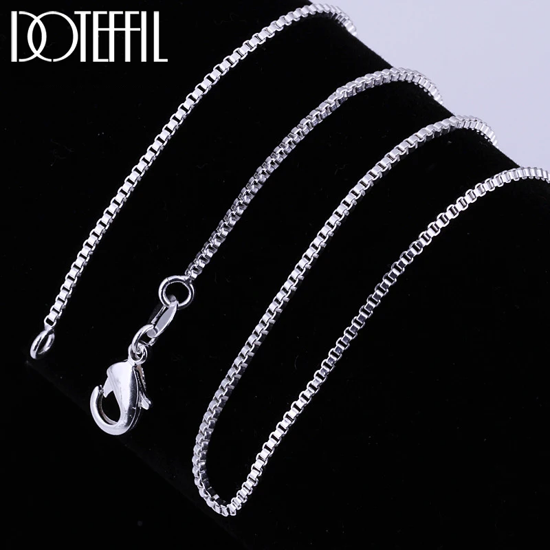 

DOTEFFIL 925 Sterling Silver 1.5mm Base Box Chain Necklace For Man Women Wedding Engagement Fashion Jewelry