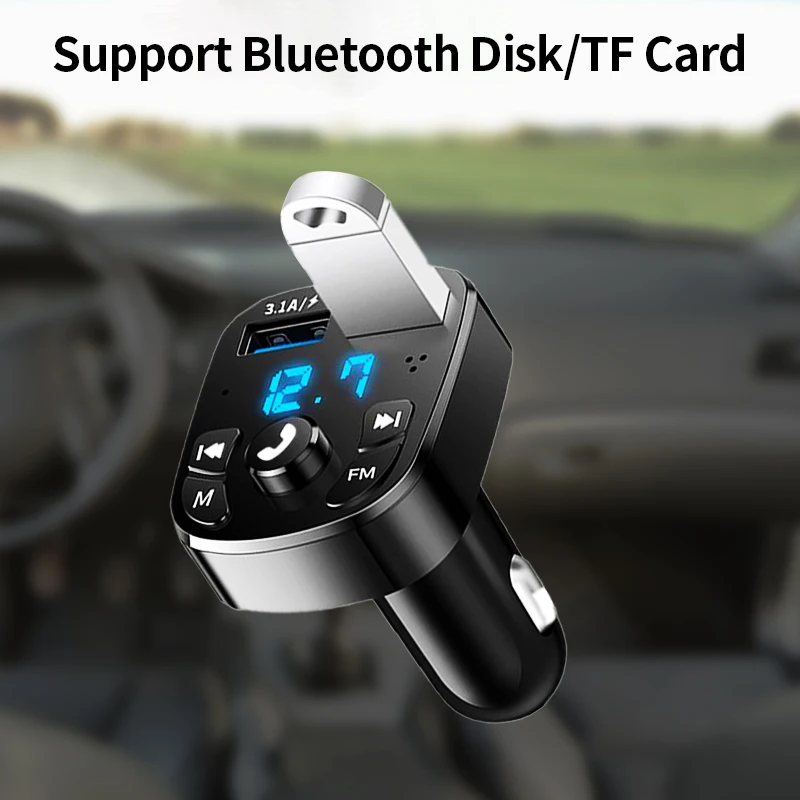 

Автомобильный FM-трансмиттер Bluetooth 5,0, беспроводное зарядное устройство USB, 3,1 А, MP3-плеер, TF-карта, U-диск, AUX, Автомобильный FM-модулятор