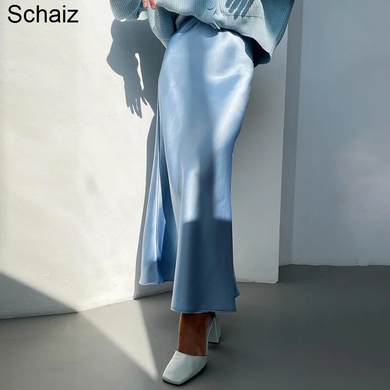 

High Waist Satin Long Skirt Women's Fashion Hanging Feeling Slim Wrap Hip Skirt