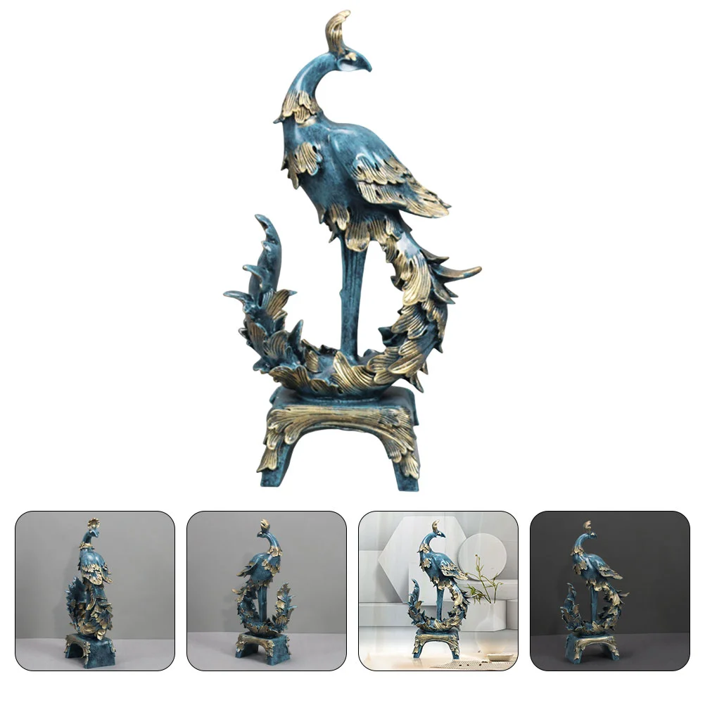 

Phoenix Statue Figurine Home Sculpturedecor Resin Standing Desktop Simulated Figurines Adornment Wealth Chinese