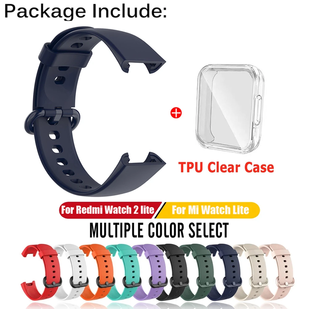 Replacement Strap For Mi Watch Lite Silicone Watchbands Watch Strap For Redmi Watch 2 Lite Strap Correa Bracelet With Case