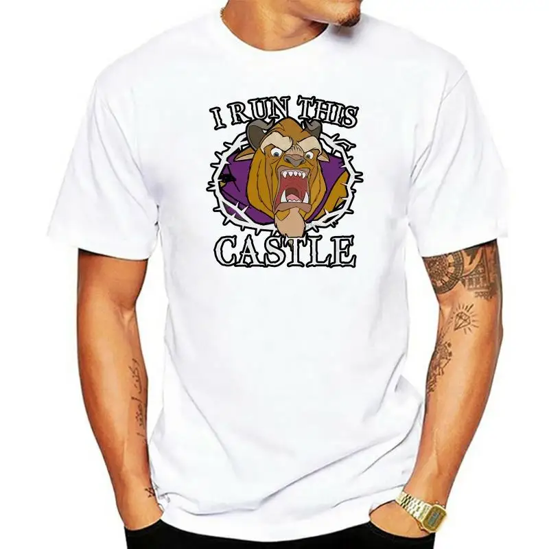 

Футболка мужская с коротким рукавом, модная графическая рубашка с изображением красавицы и чудовища бегущего замка, лето