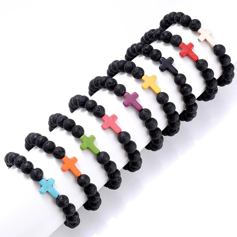 Модные черные очаровательные браслеты с бирюзой мужские бриллианты 8 мм белые