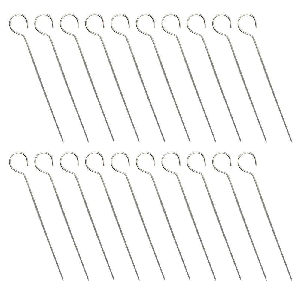 

20 Pcs Stainless Steel Goose Tail Needle Yakitori Skewers Meat Grilling Sticks Kabob Roasting Kebab