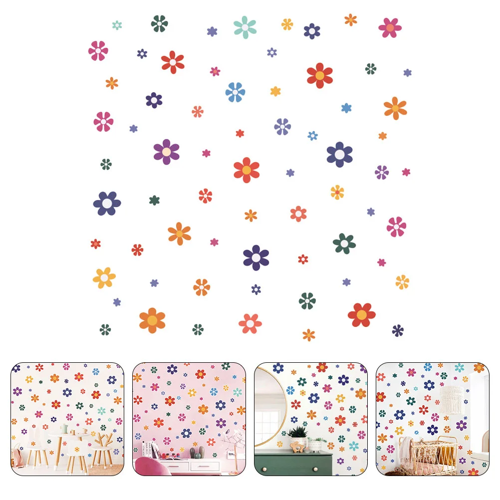 

4 Sheets Daisy Wall Sticker Flower Stickers Playroom Decals Nursery Walls Decor Pvc