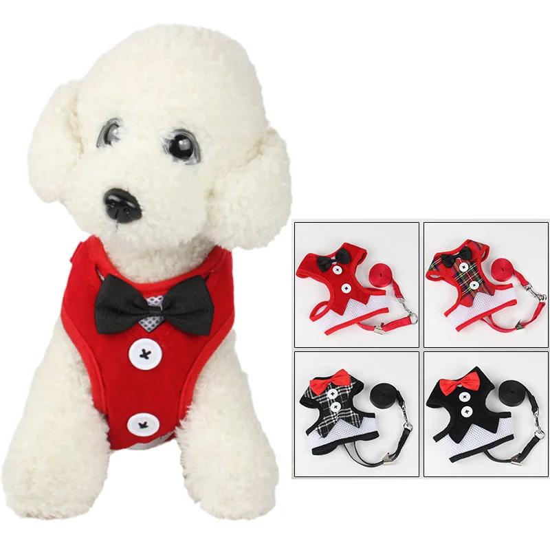 

Elegant Bow Dog Collars Necktie Traction Rope Adjustable Pet Harness for Small Medium Dogs Cat Chest Strap Dog Accessories