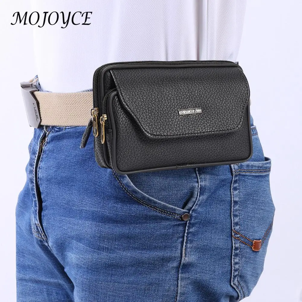 

Outdoor Sports Waist Bag Men PU Leather Phone Pouch Casual Waist Bum Belt Bag Running Jogging Pocket Fanny Purse New fashion
