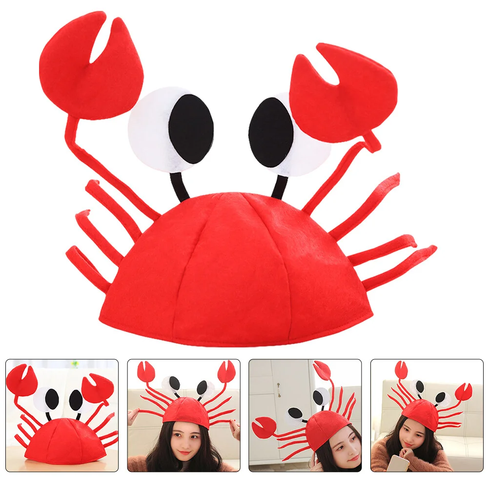 

Seafood Bonnet Kids Crab Hat Dress Ocean Costume Funny Party Cap Adult Flannel Role-play Women's Children