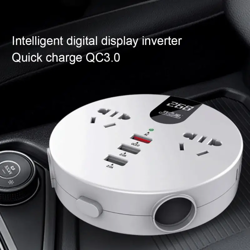 

150W Car Inverter 12V/24V DC To 220V AC Digital Converter Auto Charger Converter Adapter With QC 3.0 USB Charger Fast Charging