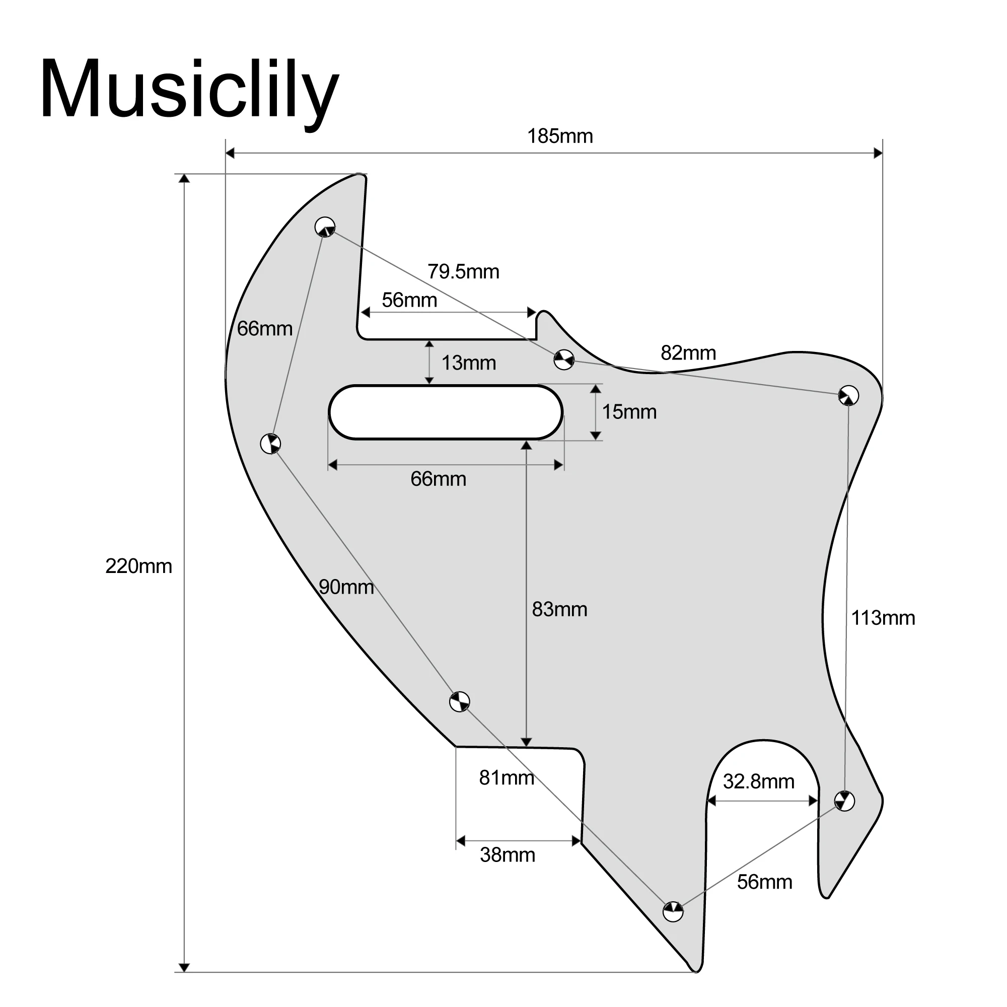Фото Musiclily Pro 7-лунковая гитарная накладка для гибридной электрогитары в теле-стиле Fender F-Hole №2