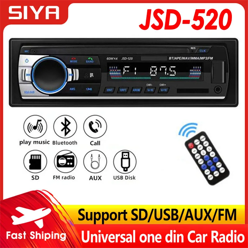 Автомагнитола SIYA 1 Din стерео FM Aux-вход приемник SD USB JSD-520 12 В MP3 Bluetooth мультимедийный