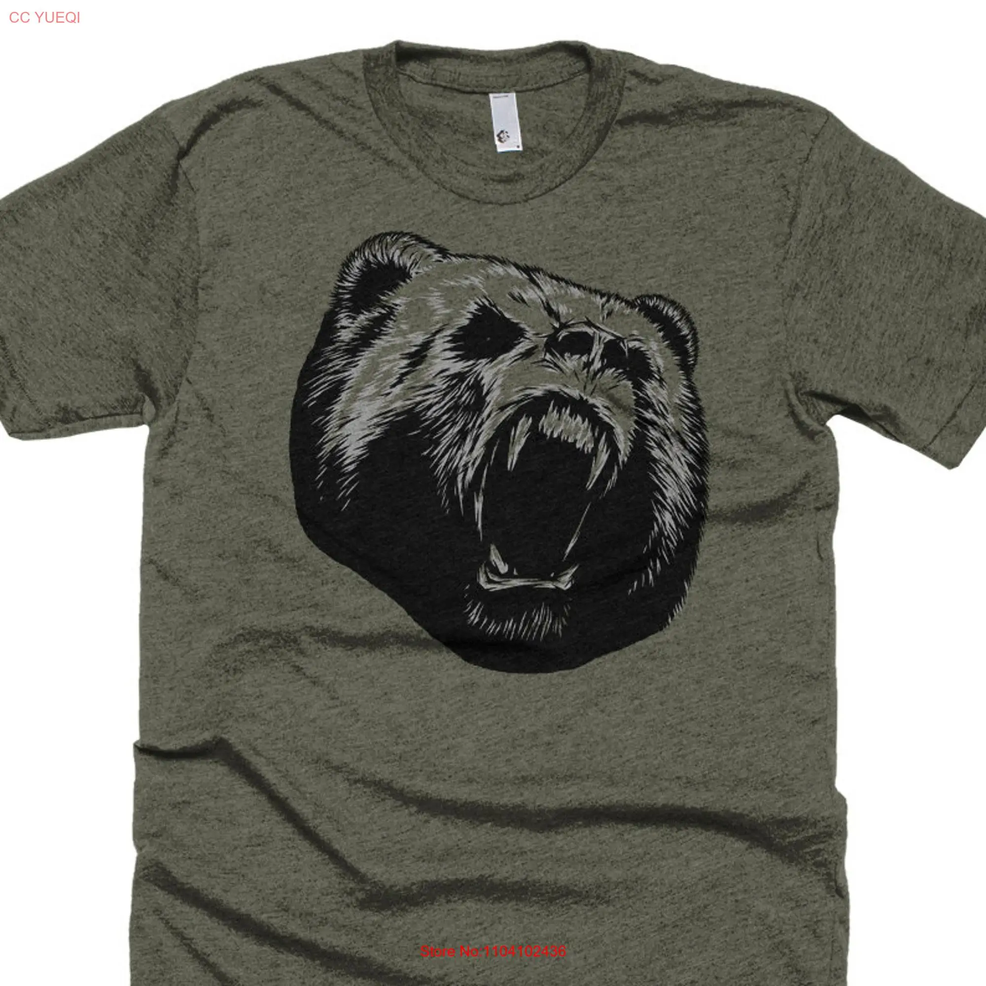 Рубашка с изображением рыжего медведя гризли Брезентовая рубашка черного цвета