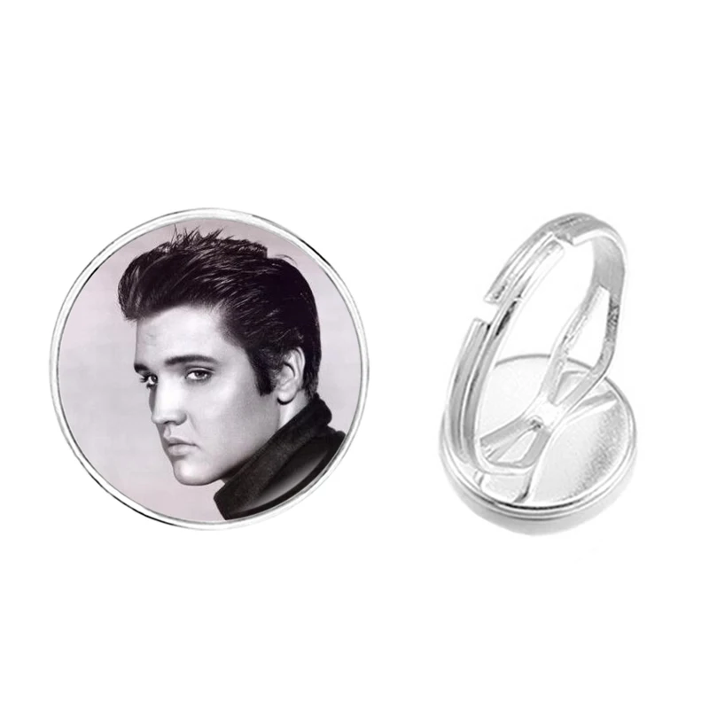 Singer Elvis Ring Pop Music Star Glass Cabochon Adjustable R