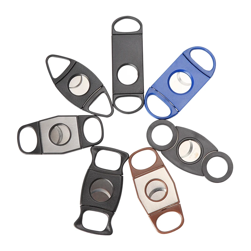 

Double blade cigar punching knife stainless steel pocket tool Zigarre cigarette knife Cuban smoking guillotine