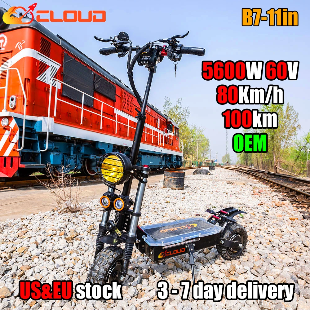 

CLOUD B7 60v 5600w Electric Scooter 80Km/H 11in Fat Tire Foldable Cross Country High Speed Dual Drive Motor E-scooters Adults