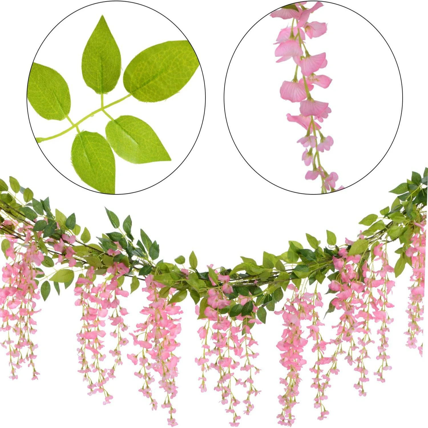 Beautiful lifelike and stunning set of 4 elegant white artificial flowers garland - 28.8ft long silk hanging vines for wedding