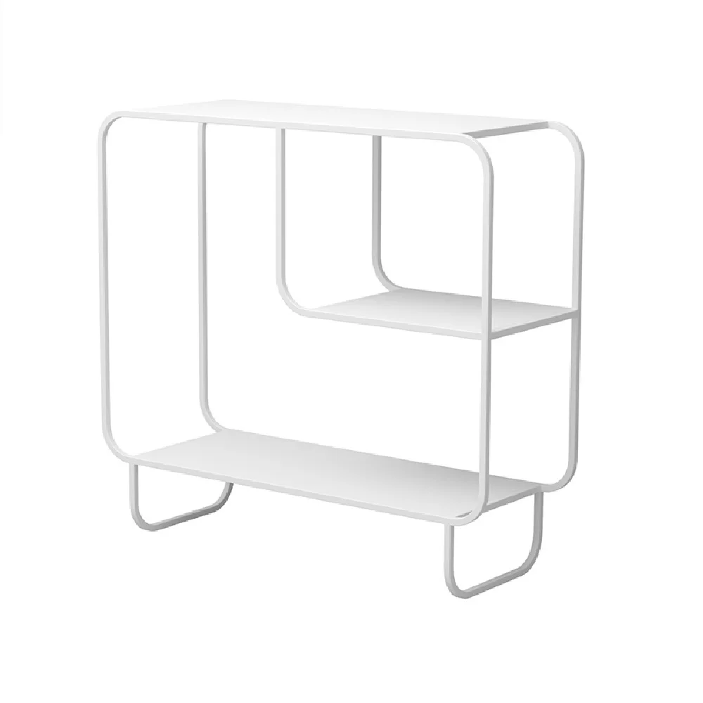 

Nordic Simple Floor Rack Sofa Back Display Wrought Iron Bookshelf Living Room Multi-Layer White Storage Rack