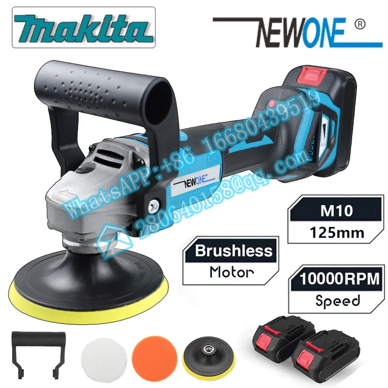 

NEWONE Brushless Polisher M10 125mm Polishing Machine Power Tools for 18V Makita Battery Automotive Polisher Electric Tool