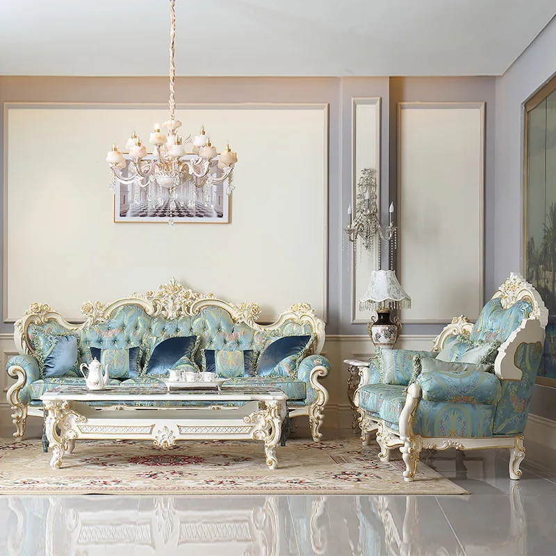 

Дворная французская мебель, европейская резная мебель из цельного дерева, роскошный тканевый диван для гостиной, для одного, двух, четырех человек, комбинация P2