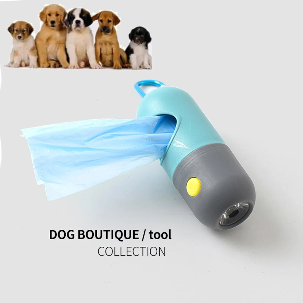 

Bicolor Degradable Dog Poop Bag Dispenser Within Led Light Outdoor Cat Waste Garbage Cleaning Holder Pet Supplies