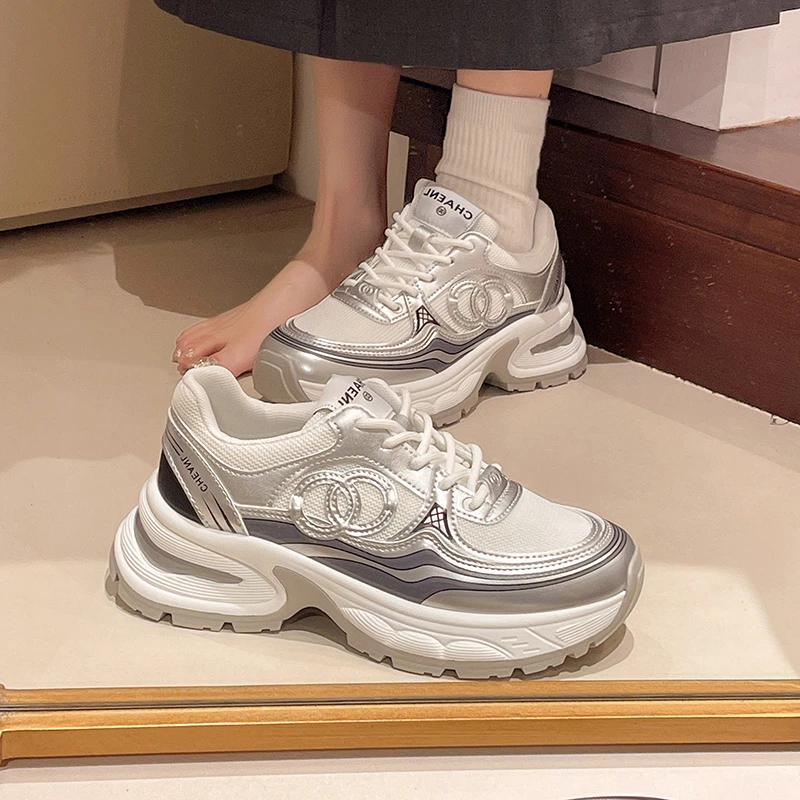 Женские Кроссовки С Дышащей Сеткой Толстая Вулканизированная Подошва