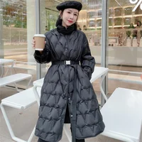 Stand collar down jacket for women long over the knee2022 winter new fashion a line White duck down coat
