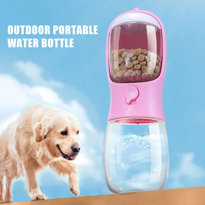 

Suitable With 100 G Food Container Dog Drinking Bottle Large Capacity Dogs Feeder Portable Leak-proof Pet Drinker 330ml/550 Ml