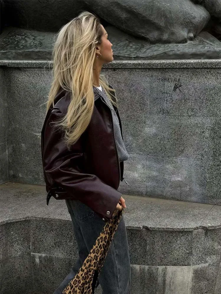 Женские куртки Leaher Женская куртка уличная одежда женская верхняя красная пальто