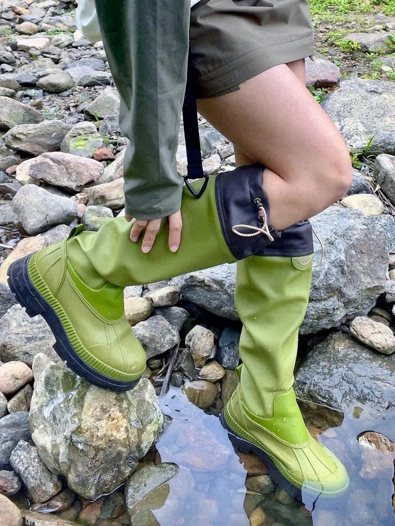 Wild Bird Association Outdoor Long Barrel Rainboots Women's Foldable Long Boots Anti slip Waterproof Rainshoes