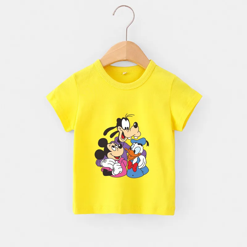 Summer Baby Boy Clothes Mickey Mouse Goofy Duck Friend Short Sleeve T Shirts 2-8 Year Children Tops Casual Clothing Kids Costume |