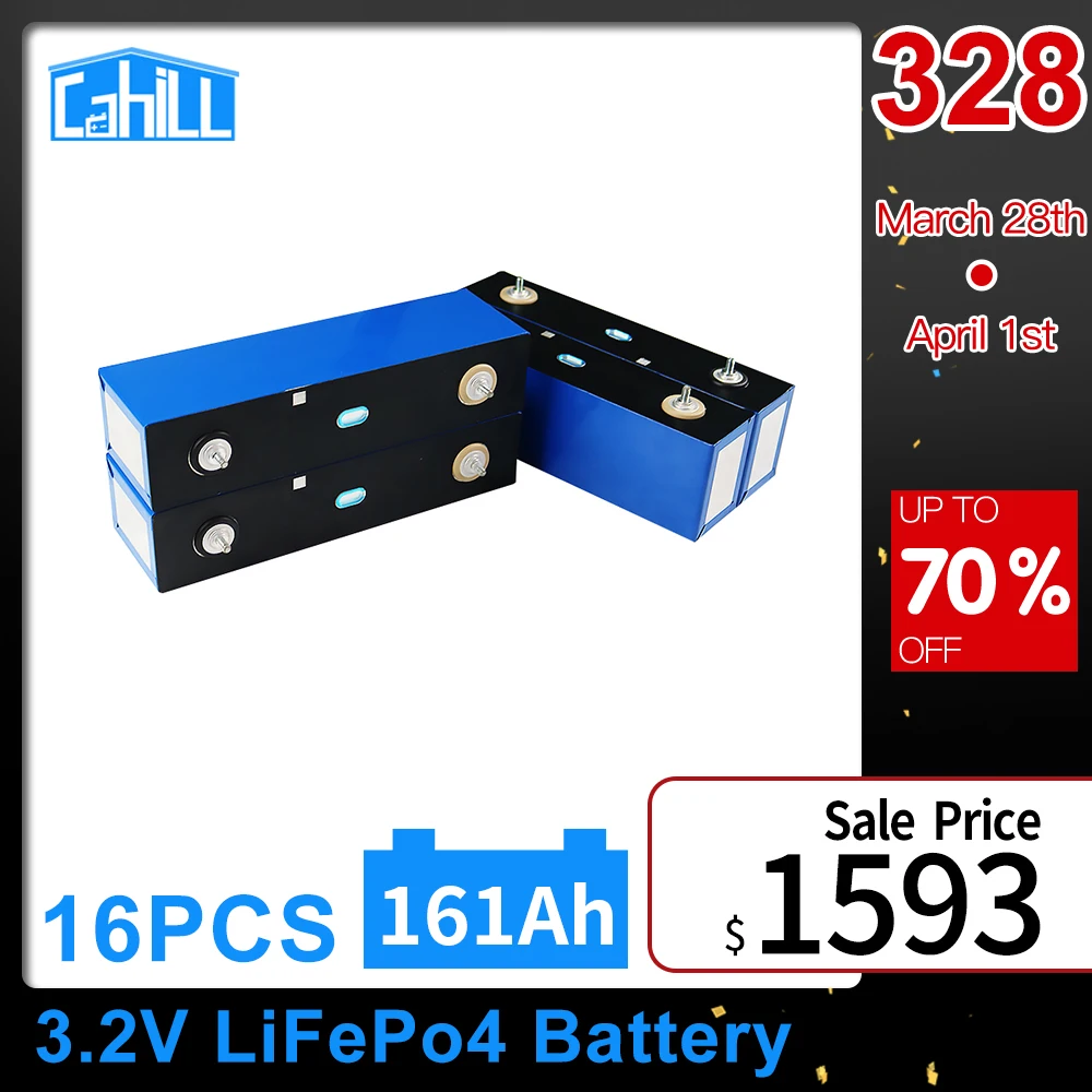 

Cahill 3.2V 16PCS 161AH New Lifepo4 Grade A Battery DIY 48V Battery Pack Not 120Ah 200Ah For Electric Scooter RV EU US TAX FREE