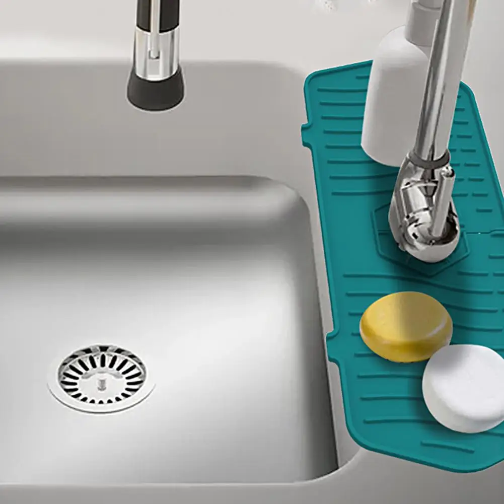 

Faucet Drain Pad Food Grade Waterproof Silicone Faucet Splash Water Drainer Sink Protective Mat Kitchen Supplies