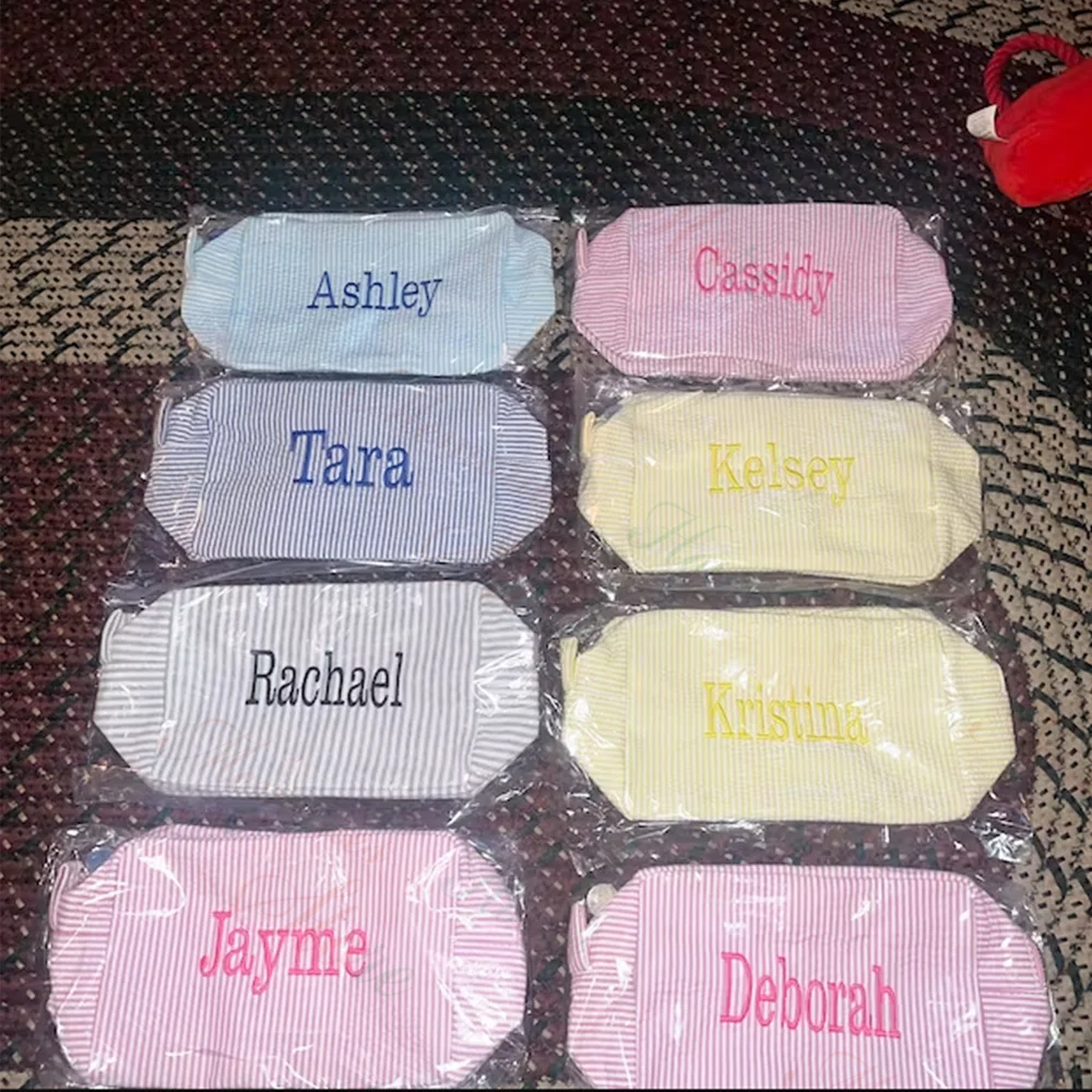 Косметичка Seersucker с индивидуальным названием маленькая дорожная Сумочка для