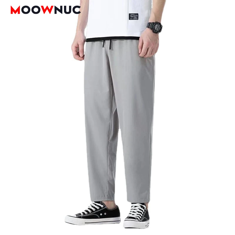 

Summer Fashion Trousers Men's Casual Pants Spring 2022 New Straight Slim Business Solid Ankle-Length Youth Brand MOOWNUC