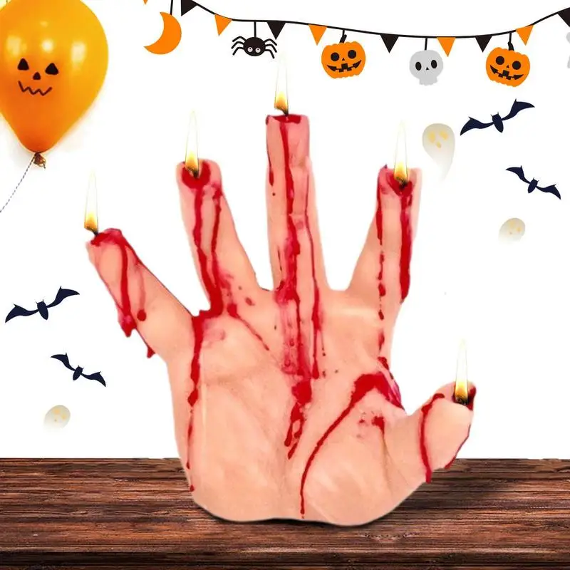 

Halloween Finger Candle Horror bloody hand costume Bloody Palm Wax Light Halloween Candles Finger home Party decor accessories