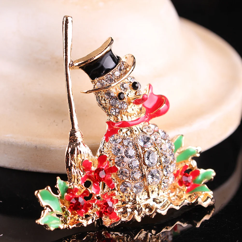 

Snowman Brooch Colored Rhinestones Brooch Pin Breastpin Christmas Party Clothing Accesories Xmas Gift (Golden)