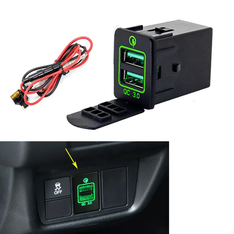 

1PC Car Quick charge Dual QC3.0 Charger 2 USB Port Interface Socket Connector Use For Honda Accord CRV URV Civic Crider BREEZE