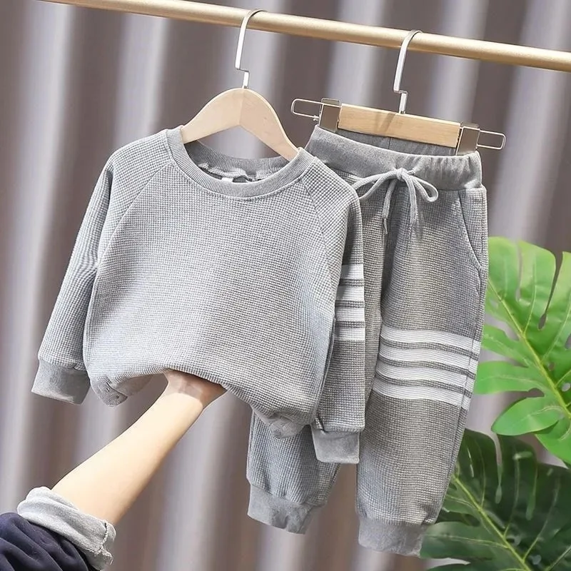 

Boys and Girls Suits 2023 New Spring and Autumn Children Toddler Casual Striped Sweater Trousers Two-Piece Suit Fashion